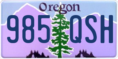 OR license plate 985QSH