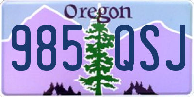 OR license plate 985QSJ