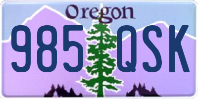 OR license plate 985QSK