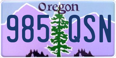 OR license plate 985QSN