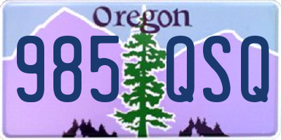 OR license plate 985QSQ