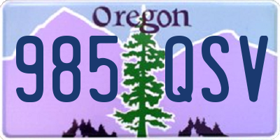 OR license plate 985QSV
