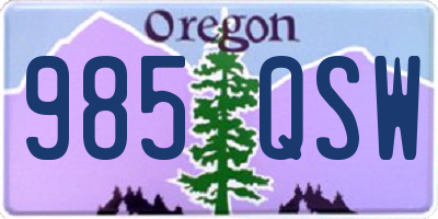 OR license plate 985QSW