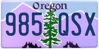 OR license plate 985QSX