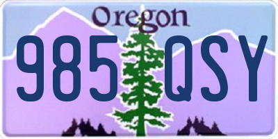 OR license plate 985QSY