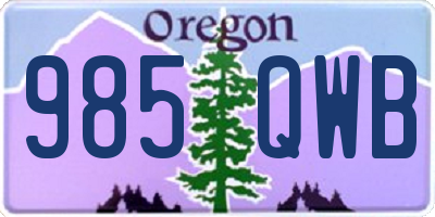 OR license plate 985QWB