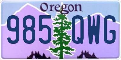 OR license plate 985QWG