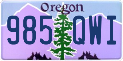 OR license plate 985QWI