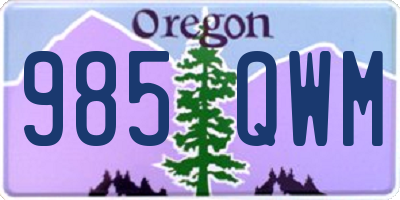 OR license plate 985QWM