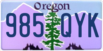 OR license plate 985QYK