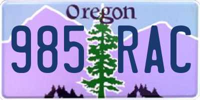 OR license plate 985RAC