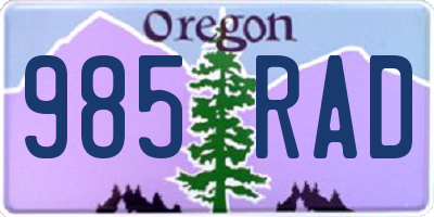OR license plate 985RAD