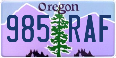 OR license plate 985RAF