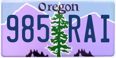 OR license plate 985RAI