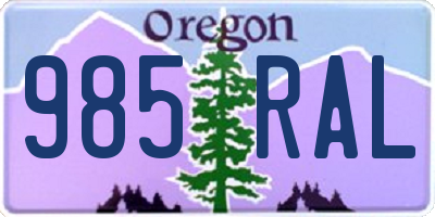 OR license plate 985RAL