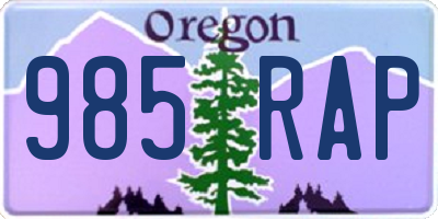 OR license plate 985RAP