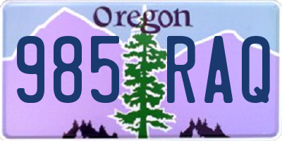 OR license plate 985RAQ