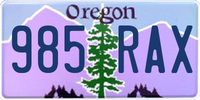 OR license plate 985RAX