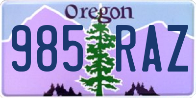 OR license plate 985RAZ