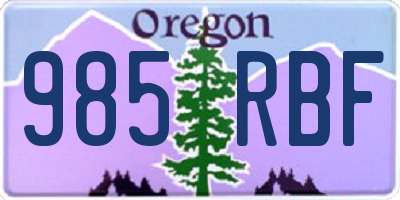OR license plate 985RBF