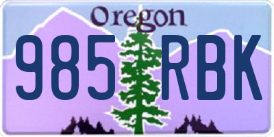 OR license plate 985RBK