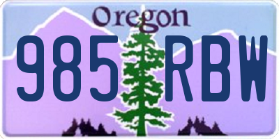 OR license plate 985RBW