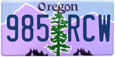 OR license plate 985RCW