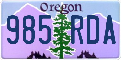 OR license plate 985RDA