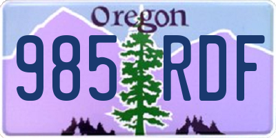 OR license plate 985RDF