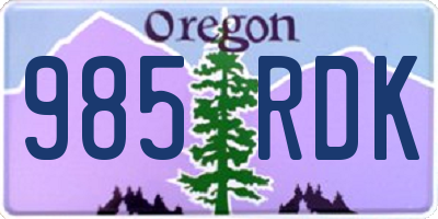 OR license plate 985RDK