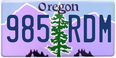OR license plate 985RDM