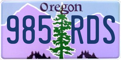 OR license plate 985RDS
