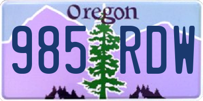 OR license plate 985RDW