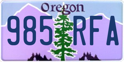 OR license plate 985RFA