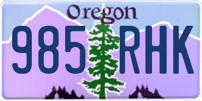 OR license plate 985RHK