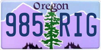 OR license plate 985RIG