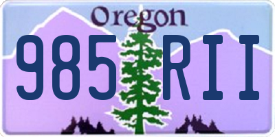 OR license plate 985RII