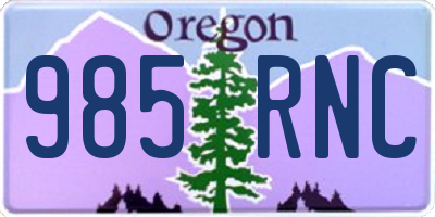 OR license plate 985RNC