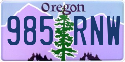 OR license plate 985RNW