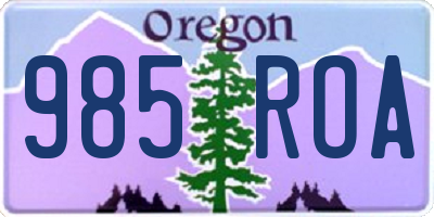 OR license plate 985ROA