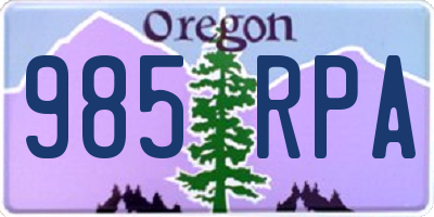 OR license plate 985RPA