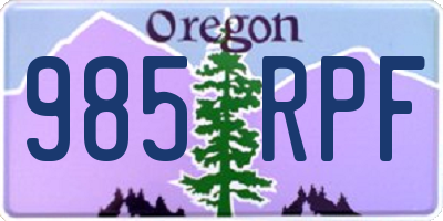 OR license plate 985RPF