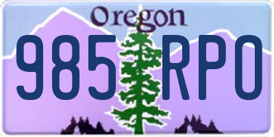 OR license plate 985RPO