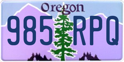 OR license plate 985RPQ