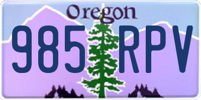 OR license plate 985RPV