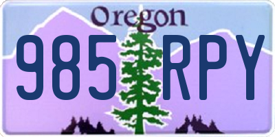 OR license plate 985RPY
