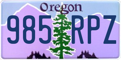 OR license plate 985RPZ