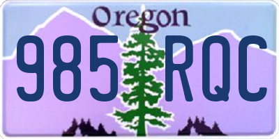 OR license plate 985RQC