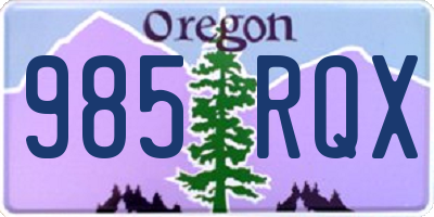 OR license plate 985RQX