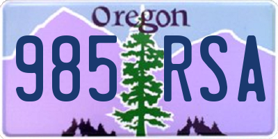 OR license plate 985RSA